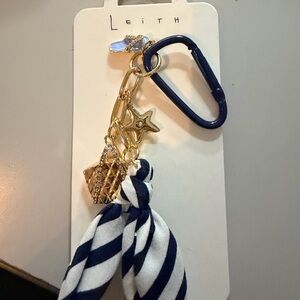 Leith Navy & Gold Charm Keychain / Bag Charm w Scarf Detail – NWT
